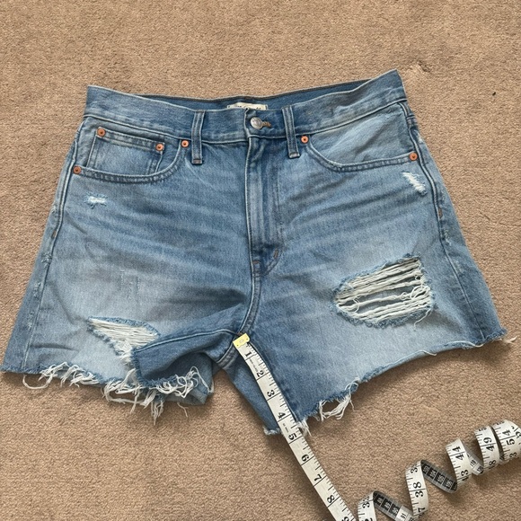 Madewell Relaxed Mid-Length Denim Shorts Steenwick Wash Ripped Edition size 28 - Picture 14 of 14